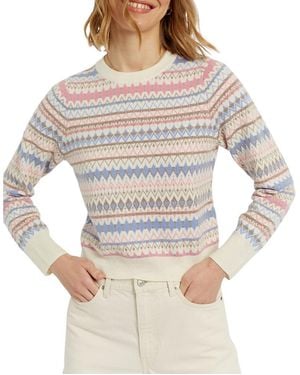 Chinti & Parker Wool-Cashmere Winter Fair Isle Pullover Sweater - Gray