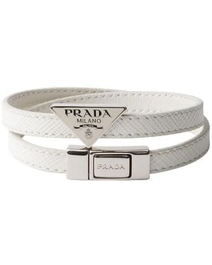 Prada Saffiano Leather Bracelet - White