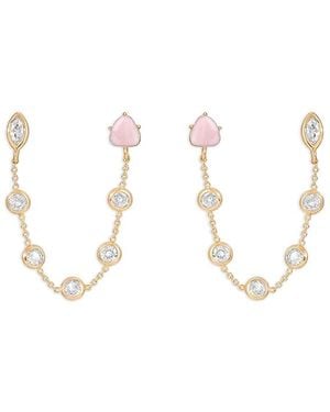 Ettika Gemlite Chain Double Piercing Earrings - White