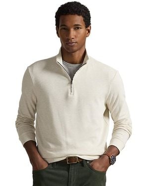 Polo Ralph Lauren Luxury Double Knit Jacquard Quarter Zip Pullover - Natural