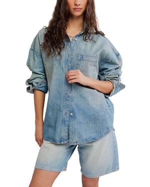 Free People Rally Cocoon Cotton Top - Blue