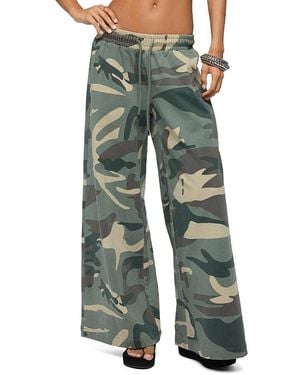Edikted Allen Camo Wide Leg Sweatpants - Green