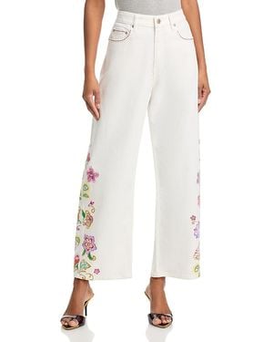 Cinq À Sept Jardin Boheme Hayden High Rise Wide Leg Jeans - White