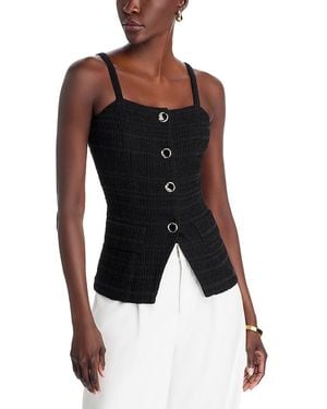 Misook Front Button Tank Top - Black