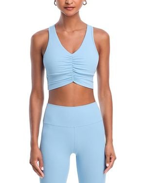 Aqua Athletics Shirred Racerback Bra Top - Blue