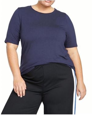UNIVERSAL STANDARD Plus Lily Liquid Jersey Crew Neck Stovepipe Tee - Blue