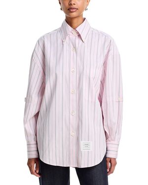 Thom Browne Cotton Armbands Striped Shirt - White