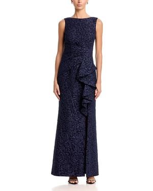 Eliza J Ruffle Front Sleeveless Gown - Blue