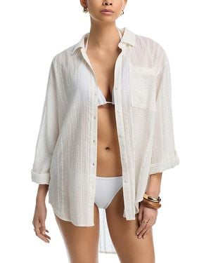 Echo Lamai Boyfriend Shirt Swim Cover-Up - White