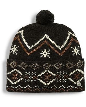 V. Fraas Fair Isle Metallic Pom-Pom Beanie - Black