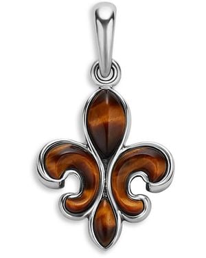 Lagos Sterling Anthem Tiger Eye Fleur De Lis Pendant - White