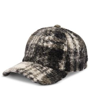 Surell Plaid Boucle Sherpa Ball Cap - Black