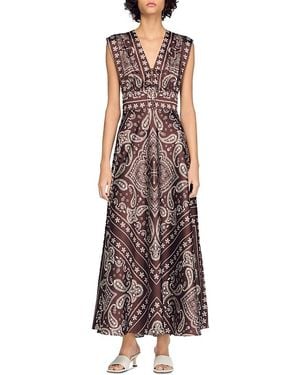 Sandro Bandana Print Maxi Dress - Brown