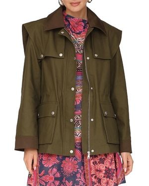 Avec Les Filles Utility Anorak With Combo And Shoulder Bias Flange - Green