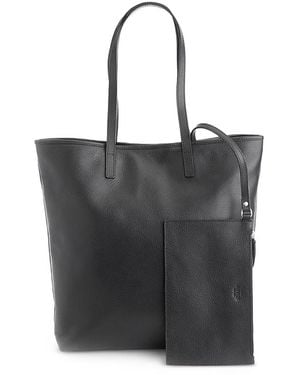 ROYCE New York Pebble Grain Leather Tall Tote - Black