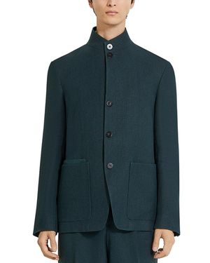 ZEGNA Oasi Lino Regular Fit Linen Chore Jacket - Green