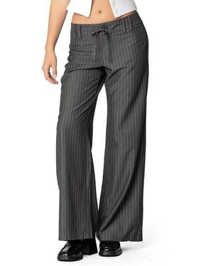 Edikted Mayla Wide Leg Pinstripe Pants - Gray