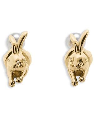 Kate Spade Secret Garden Imitation Pearl Bunny Front To Back Earrings - Metallic