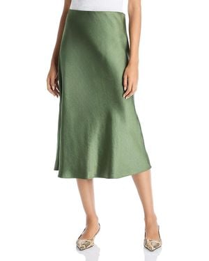 Aqua Midi Satin Slip Skirt - Green