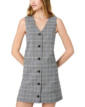 French Connection Matteo Plaid Print Button Front Dress - Gray