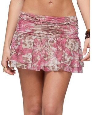 Edikted Tessa Floral Ruffle Mini Skirt - Pink