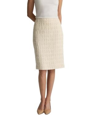 St. John Textured Plaid Skirt - Natural