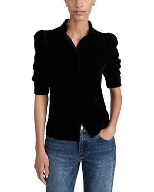 FRAME The Velvet Gillian Puff Sleeve Top - Black