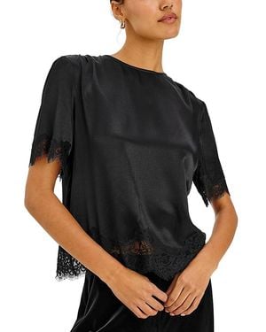 Rails Sonora Lace Trim Short Sleeve Top - Black