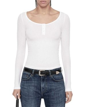 AllSaints Jules Long Sleeve Henley Top - White