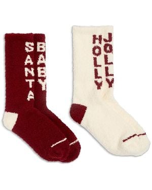 Barefoot Dreams Cozychic Holiday Socks, 2 Pairs - Red
