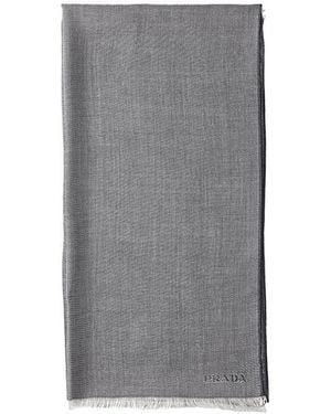 Prada Cashmere, Wool And Silk Scarf - Gray
