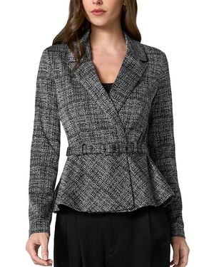 Liverpool Los Angeles Belted Peplum Tweed Blazer - Gray