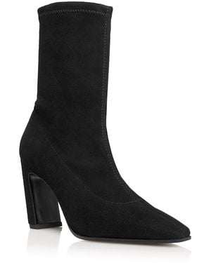 Stuart Weitzman Stassi Stretch Suede Ankle Boots - Black