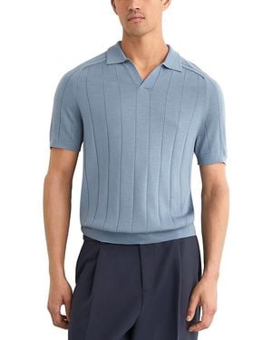 Reiss Chelmsford Short Sleeve Merino Wool Sweater Polo - Blue