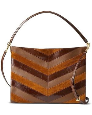 Veronica Beard Chevron Leather & Suede Shoulder Bag - Brown