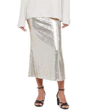 Whistles Seamed Sequin Midi Skirt - White