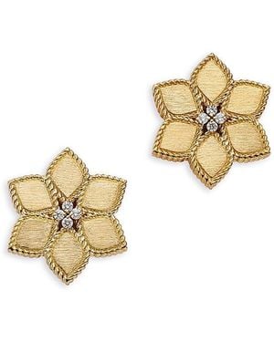 Roberto Coin 18K Vernazza Diamond Flower Stud Earrings - Metallic