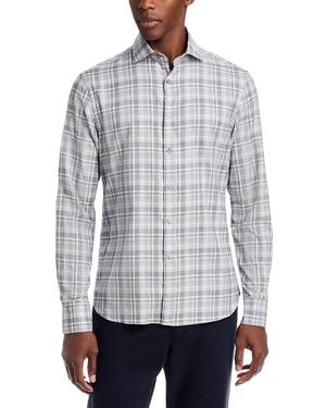 Canali Allover Plaid Sportshirt - Gray