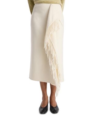 Rohe Double Faced Wool Cashmere Fringe Skirt - Natural