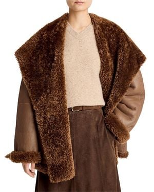 Vince Shearling Hooded Jacket - Brown