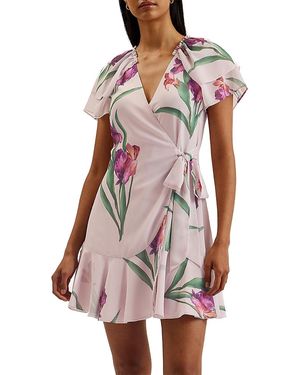 Ted Baker Angel Sleeve Wrap Mini Dress - White