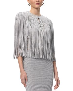 Hervé Léger Metallic Fringe Cape - Gray