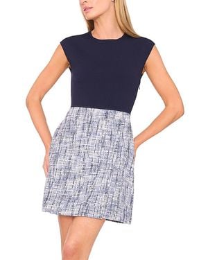 Ted Baker Cap Sleeve Crewneck Tweed Mini Dress - Blue