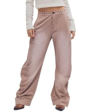 Free People Spotlight Cotton Blend Wide Leg Pants - Brown