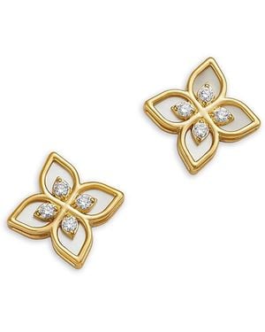 Roberto Coin 18K Venetian Princess Mother Of Pearl & Diamond Flower Stud Earrings - Metallic