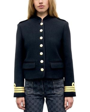 Gerard Darel Joslyn Button Front Military Jacket - Blue