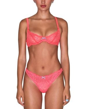 Fleur du Mal Bianca Lace Balconette Bra - Red