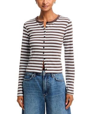 Rag & Bone The Knit Wide Rib Stripe Cardigan - Blue