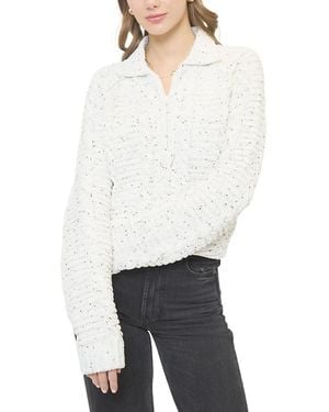 Central Park West Tasha Cable Chenille Half Zip Sweater - White