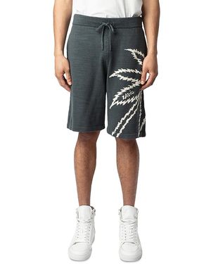 Zadig & Voltaire Palm Tree Drawstring Shorts - Black